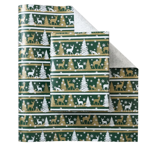 STYPOP Christmas Wrapping Paper 17 Inch X 33 Feet Christmas Rolls Christmas Tree and Deer Print Wrapping Paper for Kids Gift Wrapping Christmas Family Party Christmas Tree Decorations