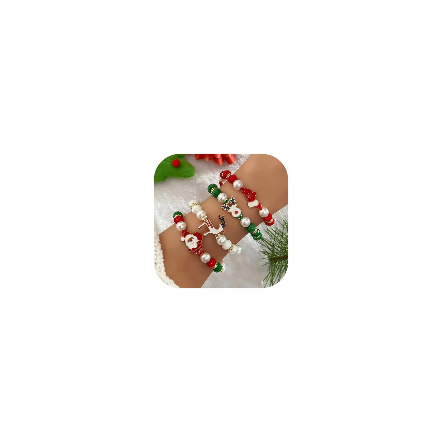 KummerSaprk Christmas Bracelet Womens Gifts for Christmas Snowflake Christmas Tree Bracelets Christmas Charm Bracelets Christmas Accessories Jewelry Christmas Stockings Stuffers